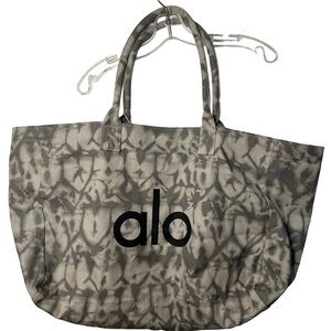 Alo Shopper Tote Bag Gray Tie Dye Print 100% Cotton One Size